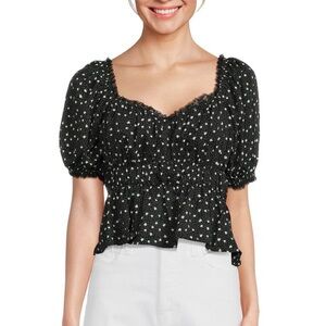Line and Dot Floral Leah Peplum Top